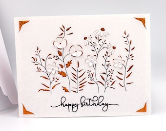 Wildflowers SVG, Happy Birthday Card, Cut file for Cricut