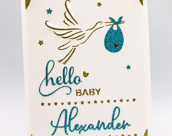 Personalized New Baby Card SVG: Stork Design (Digital Download)