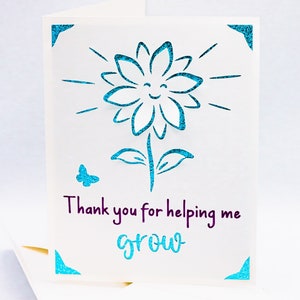 Carte de remerciement de l’enseignant svg, Merci de m’avoir aidé à grandir, Fichier coupé pour Cricut, Fichier vectoriel