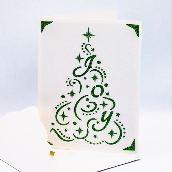 Christmas Card SVG, Xmas Tree, Xmas Joy, Cut File for Cricut, Silhouette