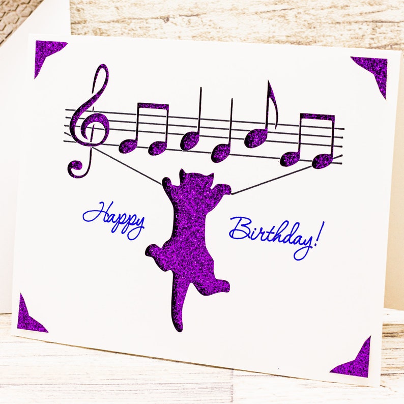 Birthday Card SVG, Musical Cat, Cut File for Cricut image 7