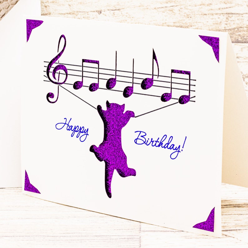 Birthday Card SVG, Musical Cat, Cut File for Cricut image 3