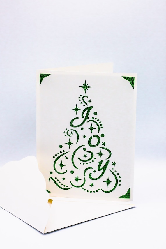 Christmas Card SVG, Xmas Tree, Xmas Joy, Cut File for Cricut, Silhouette