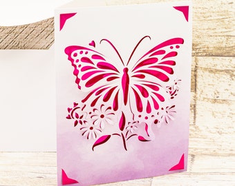 Pop Up Butterfly Card SVG, Flowers, Birthday, Friendship, Cut file for Cricut