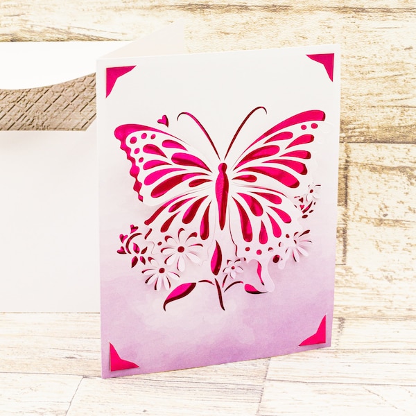 Pop Up Butterfly Card SVG, Flowers, Birthday, Friendship, Cut file for Cricut