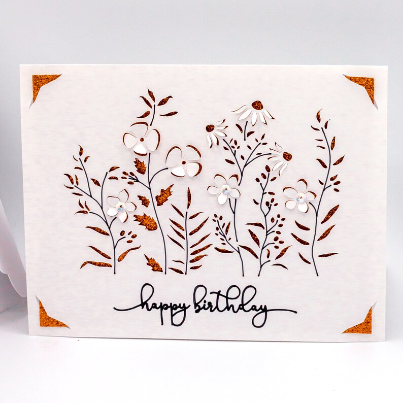 Wildflowers SVG, Happy Birthday Card, Cut file for Cricut image 5