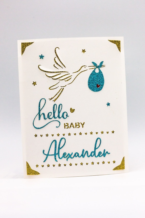 Personalized New Baby Card SVG: Stork Design (Digital Download)