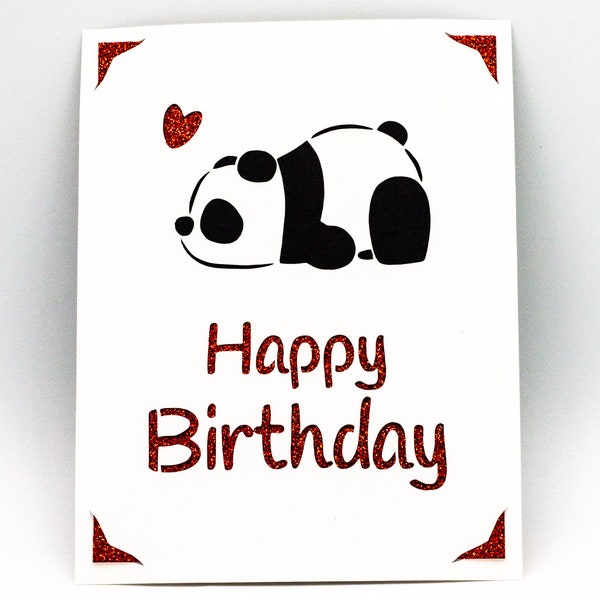 Carte de joyeux anniversaire SVG, Panda, fichier coupé pour Cricut Joy