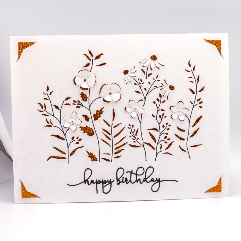 Wildflowers SVG, Happy Birthday Card, Cut file for Cricut image 2