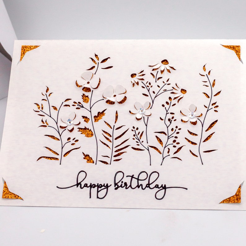 Wildflowers SVG, Happy Birthday Card, Cut file for Cricut image 4