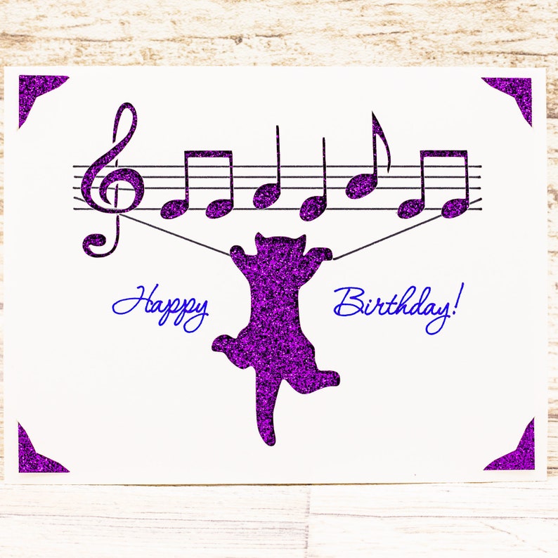Birthday Card SVG, Musical Cat, Cut File for Cricut image 4