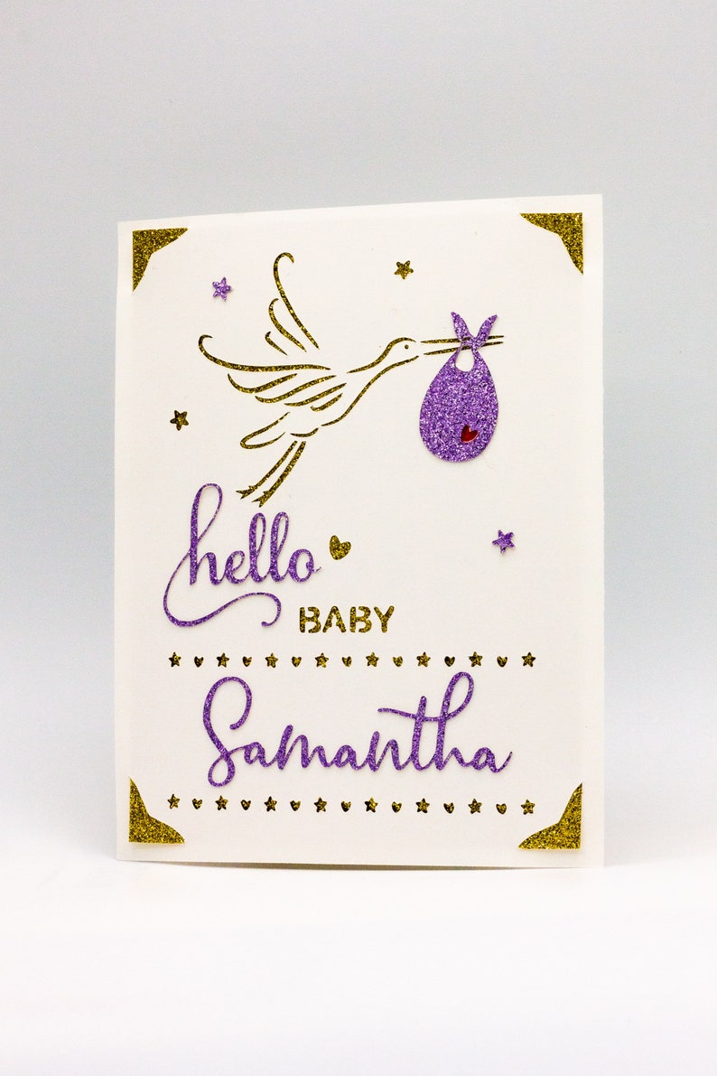Personalized New Baby Card SVG: Stork Design (Digital Download) image 7