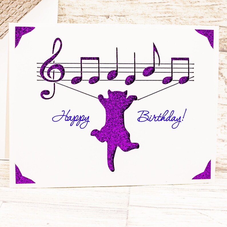 Birthday Card SVG, Musical Cat, Cut File for Cricut image 6