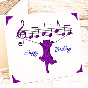 Birthday Card SVG, Musical Cat, Cut File for Cricut image 2