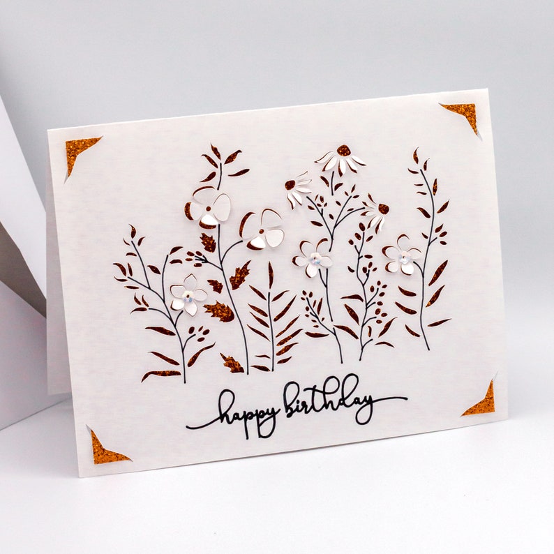 Wildflowers SVG, Happy Birthday Card, Cut file for Cricut image 3