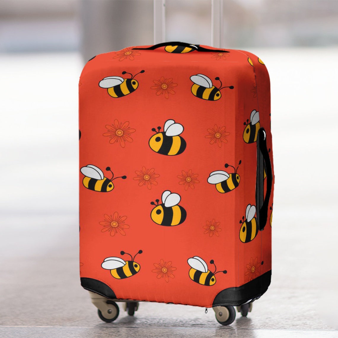 Bees And Flowers Custom Luggage Cover Custom Suitcase Cover Etsy
