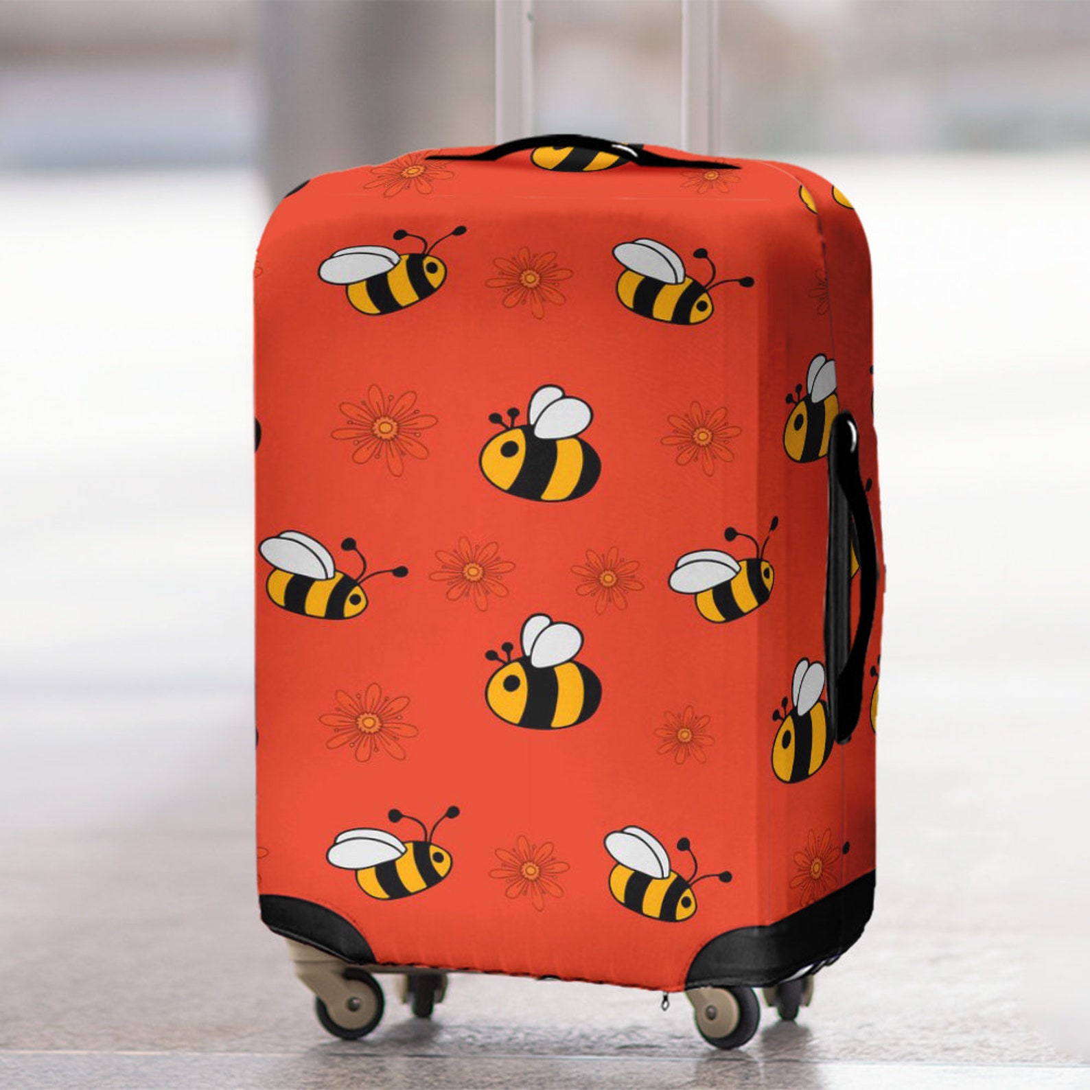 Bees And Flowers Custom Luggage Cover Custom Suitcase Cover Etsy