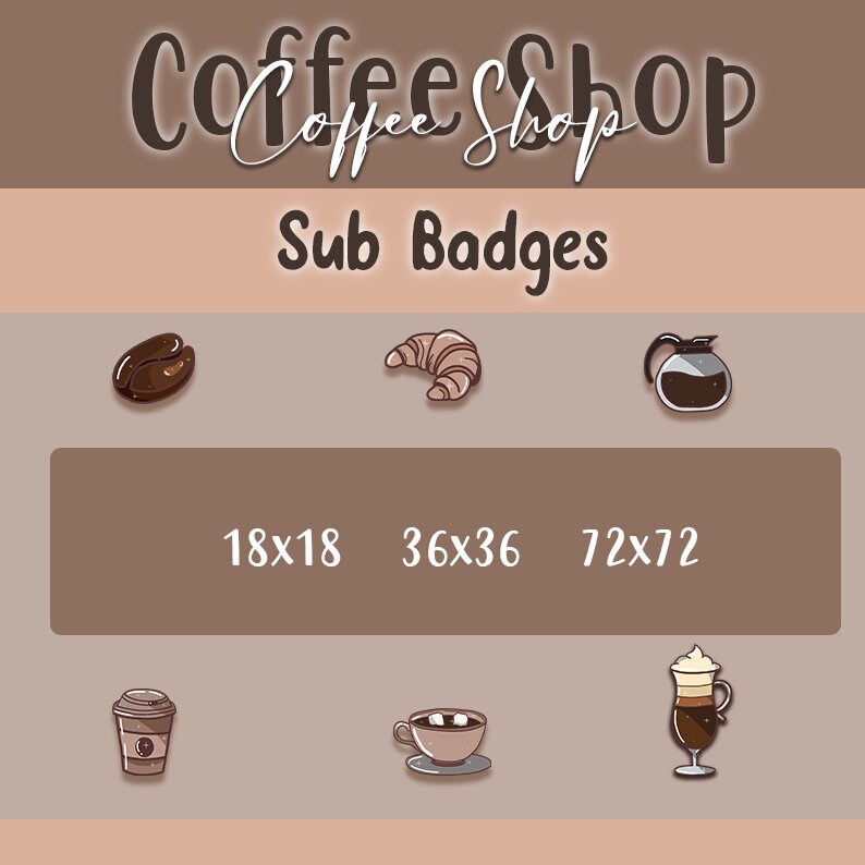 Twitch Sub Badges Bit Badges Emote Coffee Shop Kawaii Streamer Clip Art Art Collectibles Ichigenn Nishifunabashi Com