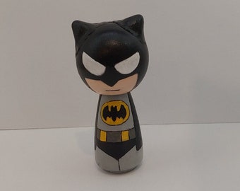 Batman Peg Doll; Kokeshi Style