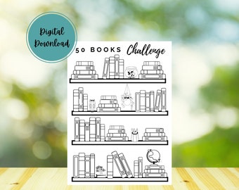 Lese-Challenge, 50 Bücher zum Ausdrucken, Lesebuch, Digital