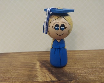 Custom Graduation Peg doll; Kokeshi Style