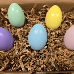 Wooden Easter Eggs , 5pc Hand Painted set,  Easter Decor