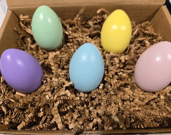 Wooden Easter Eggs , 5pc Hand Painted set,  Easter Decor