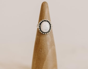 White Buffalo Turquoise Ring - Size 5