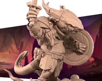 Kobold Barbarian - Kobolds by Bite the Bullet 3D Printed Resin Miniature