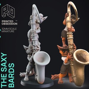 Los Bardos Saxy - Caravana Tabaxi de Printed Obsession, miniaturas de resina impresas en 3D