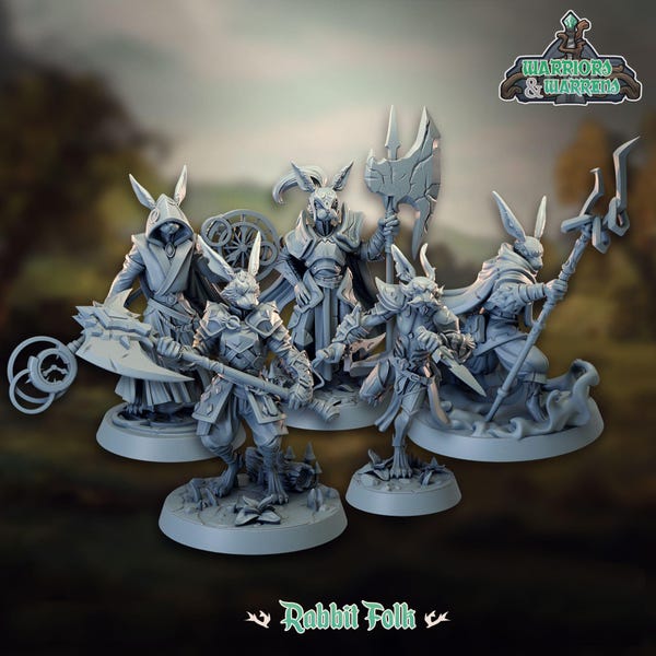 Harengon Warriors - Warriors and Warrens - 3d printed resin miniatures