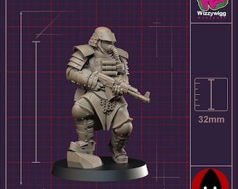 Ingeniero de combate - El Santo Shogunato, Ejércitos Cenizos de Bite the Bullet, Miniaturas de resina