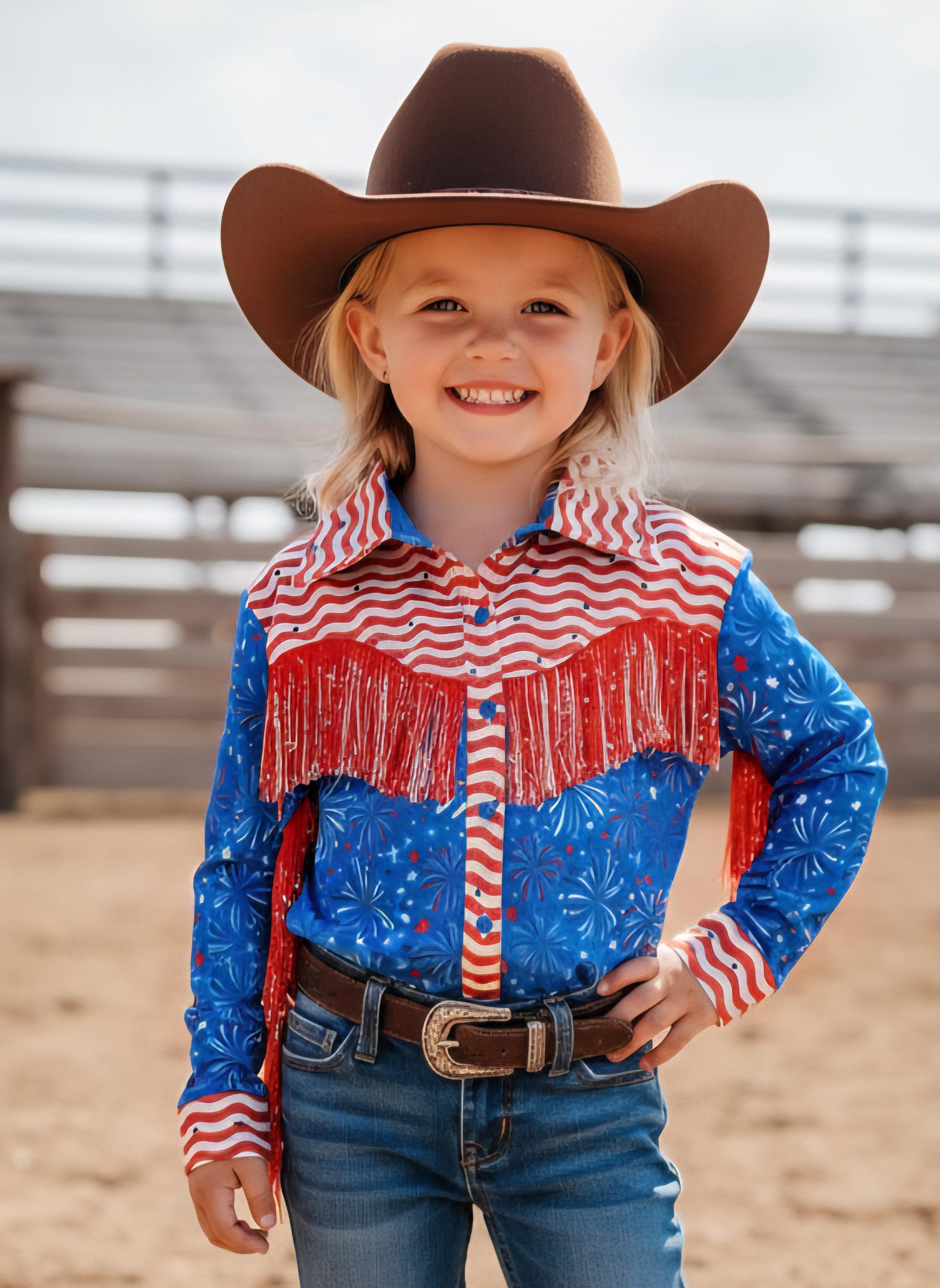 Blue Western Show Shirt Girls - Etsy