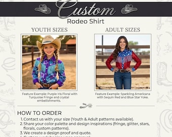 Camiseta de punto personalizada estilo rodeo para niñas y mujeres.