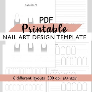 Plantilla de planificación de diseño de arte de uñas DESCARGAR PDF Tamaño A4 Práctica de arte de uñas