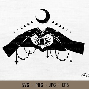 Witch hand with third eye SVG. mystical symbol cut file, evil eye svg, witchcraft cut file, silhouette witch hand svg