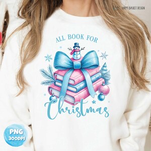 All Buch für Weihnachten PNG Sublimationsdesign | Festlicher Buchliebhaber PNG | Urlaub Pastell Bücherstapel Weihnachten png | 300 DPI | Kommerzielle Nutzung