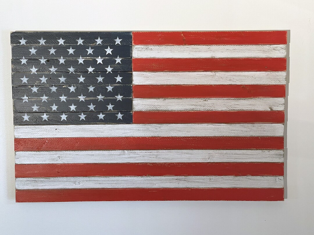 American Rustic Flag, Distressed Wooden American Flag, Patriotic Stars & Stripes American Flag