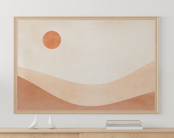 Arte para Frame TV, Arte para Samsung Frame TV, Mid Century Modern, Sunrise, Descarga digital, Paisaje boho, Marco de TV de terracota, Marco de TV Sun