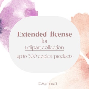 Commercial use license for 1 clipart set up to 500 copies for business, Digital download, Watercolor clipart