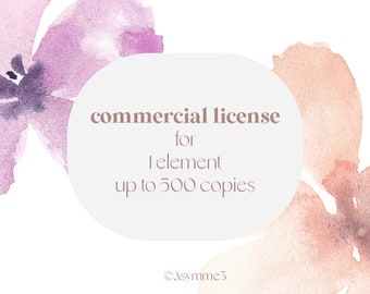 Licencja na użytkowanie komercyjne od 1 elementu do 500 kopii dla firm, Pobieranie cyfrowe, Clipart akwarelowy