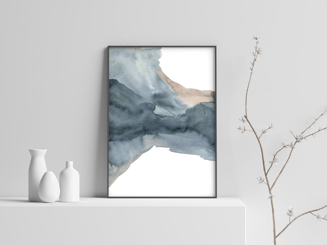Gold Gray Wall Art, Abstract Watercolor Printable, Minimalist Abstract Art, Abstract Watercolor