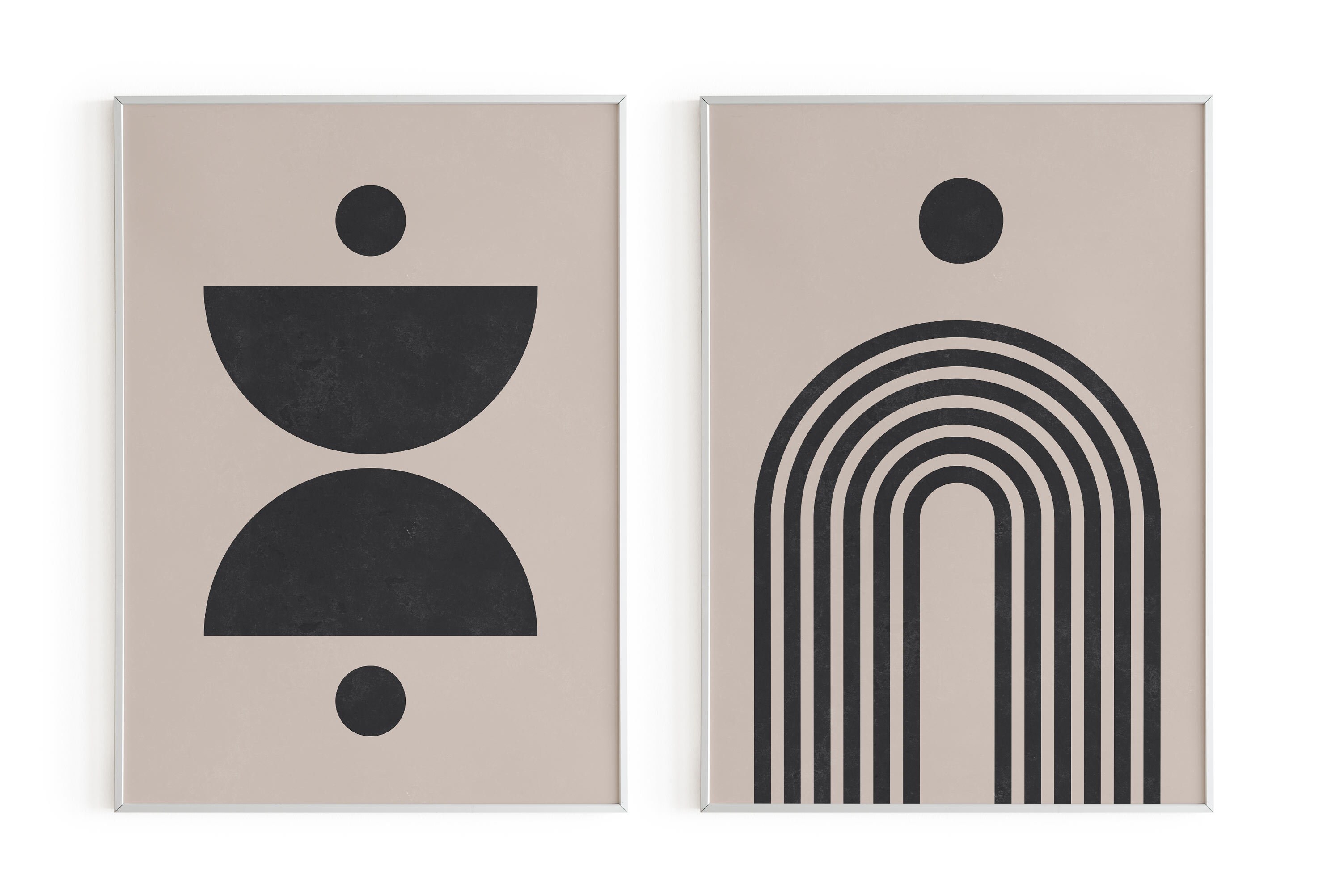 Mid Century Modern Wall Art Set of 2 Neutral Color Print - Etsy