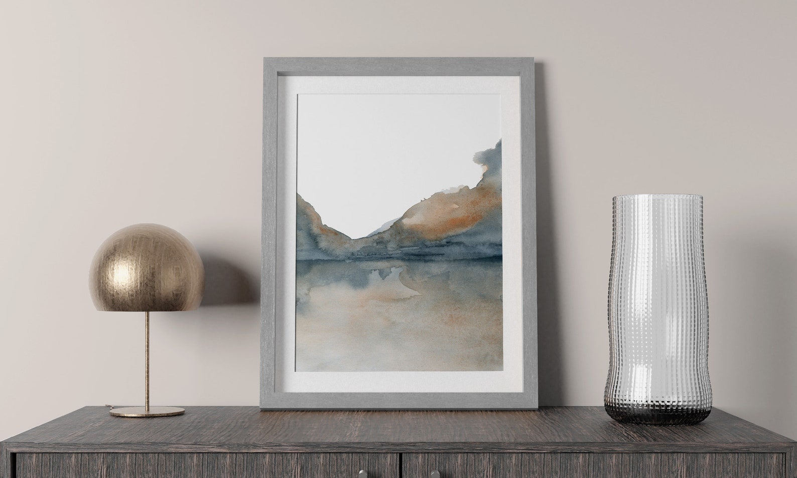 Gold Gray Wall Art Abstract Watercolor Printable Minimalist Etsy