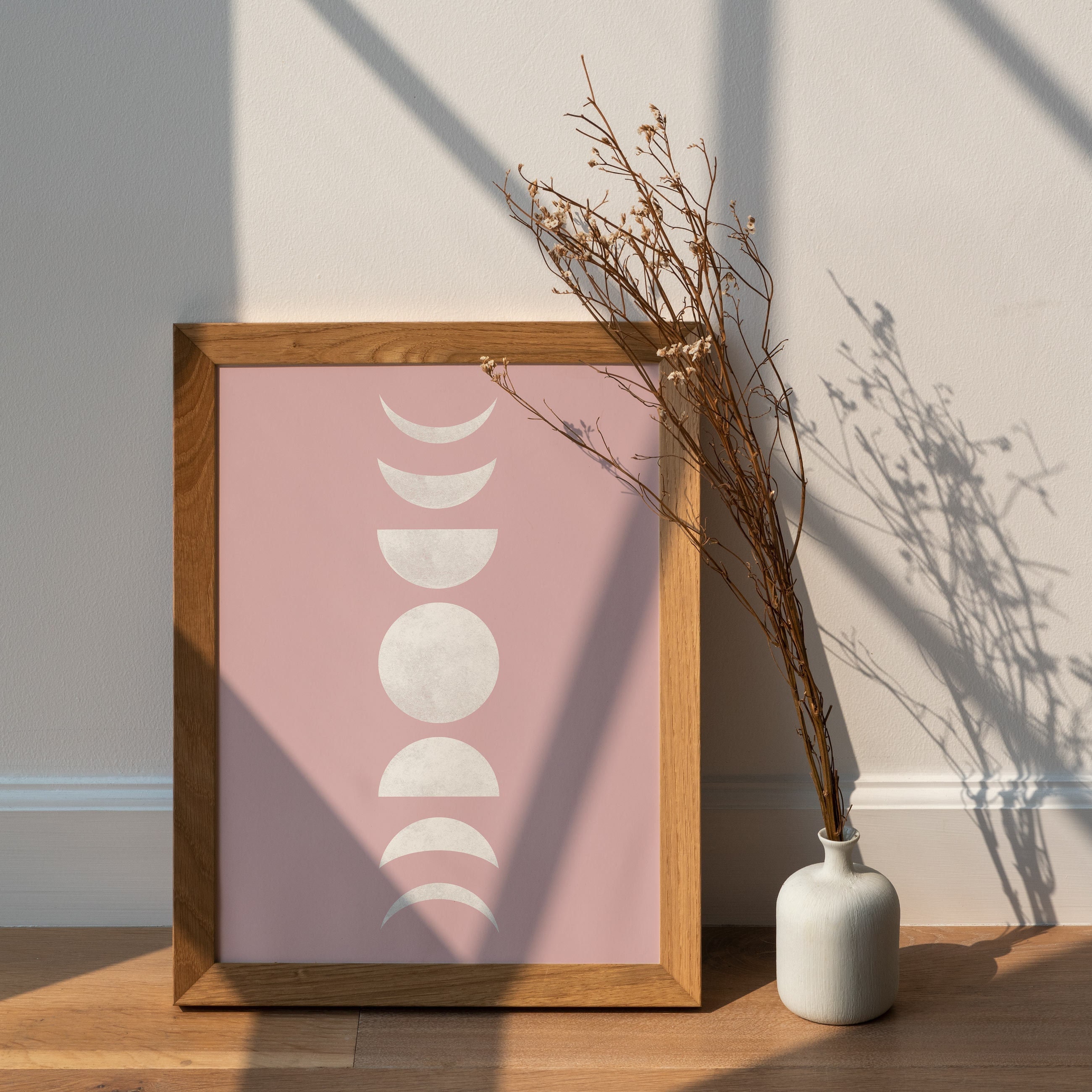 Blush Pink Moon Phase Decor, Boho Wall Art, Nursery Print, Mid Century ...