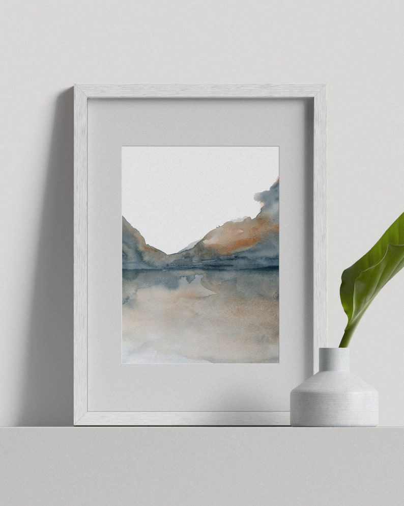 Gold Gray Wall Art Abstract Watercolor Printable Minimalist Etsy