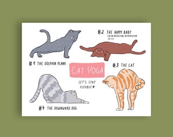 Postkarte Cat Yoga