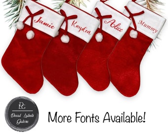 Personalised Red Luxury Christmas Stocking with Bow