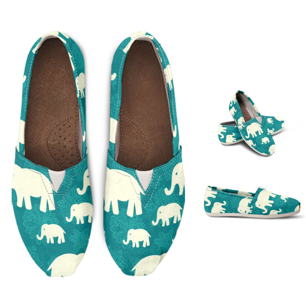 White Elephant In Blue Shoes Elephant Women Shoes Elephant Etsy
