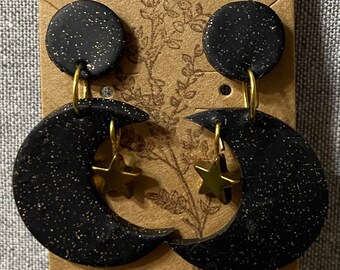 Sparkly moon + star dangles